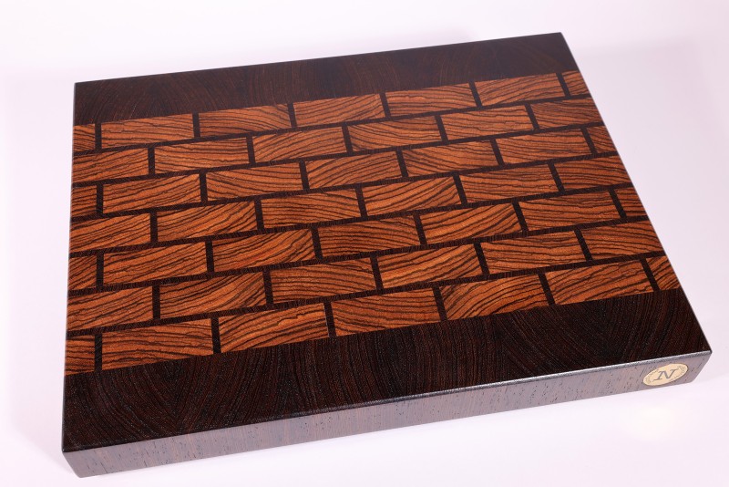 nobleBoard® Hirnholzschneidebrett Brickwall Zebrano / Wenge